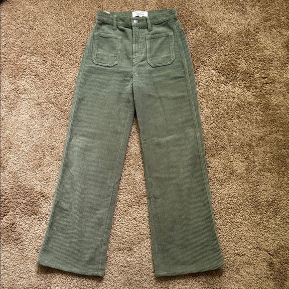 Reformation Peyton High Rise Bootcut Corduroy Pants Patch Pocket Green - Picture 2 of 8